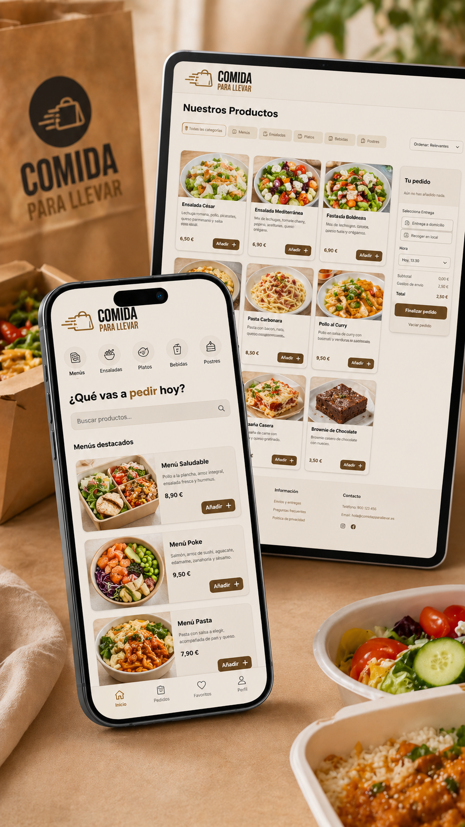 Carta digital para pedidos de comida